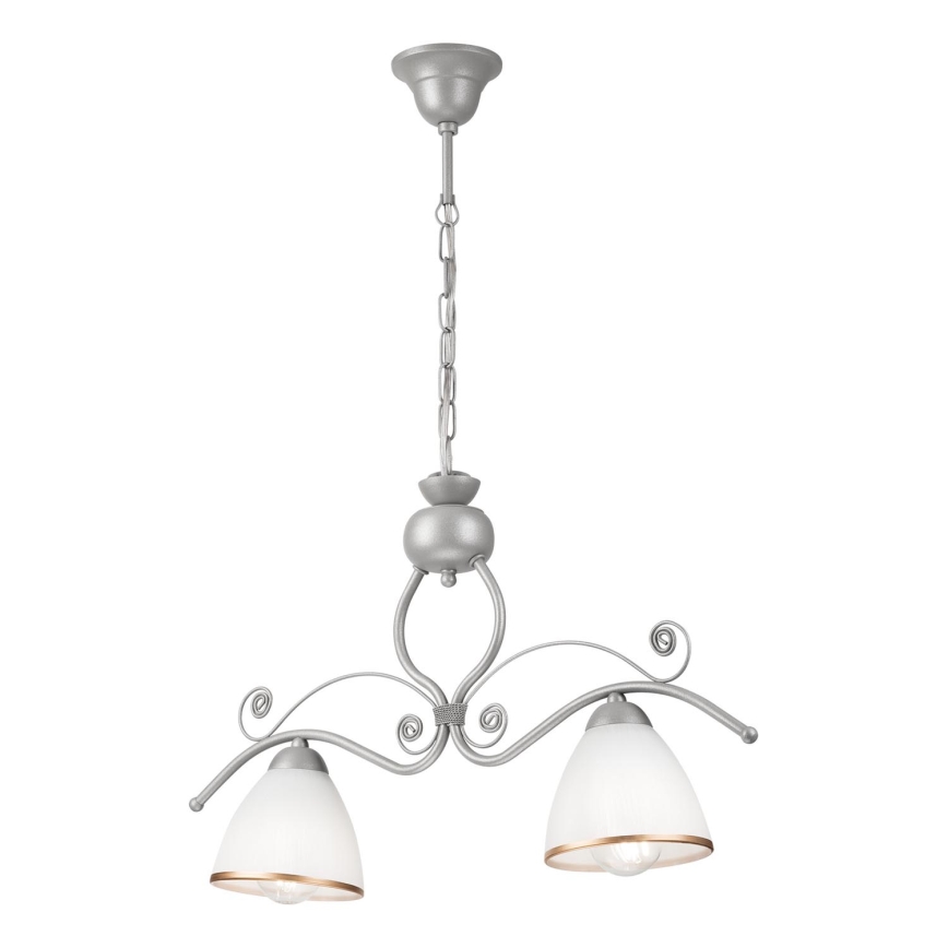 Lampadario a sospensione con catena RETRO 2xE27/60W/230V argento