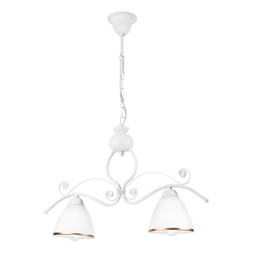 Lampadario a sospensione con catena RETRO 2xE27/60W/230V bianco opaco