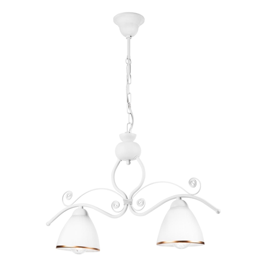 Lampadario a sospensione con catena RETRO 2xE27/60W/230V bianco opaco