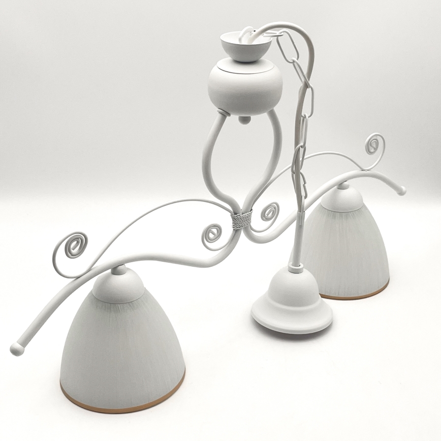 Lampadario a sospensione con catena RETRO 2xE27/60W/230V bianco opaco