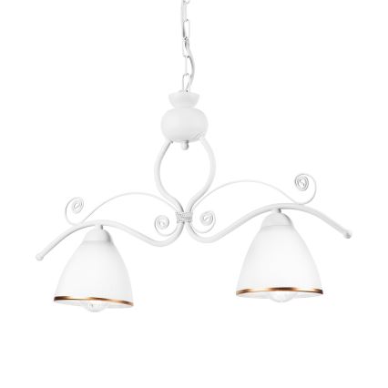 Lampadario a sospensione con catena RETRO 2xE27/60W/230V bianco opaco