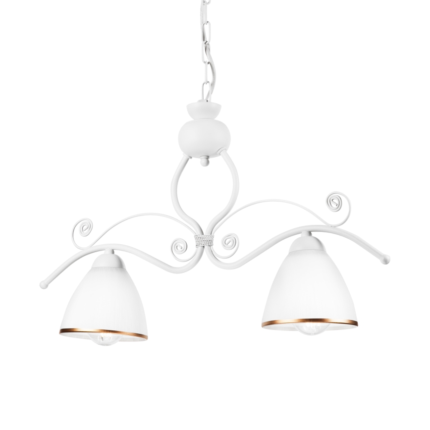 Lampadario a sospensione con catena RETRO 2xE27/60W/230V bianco opaco