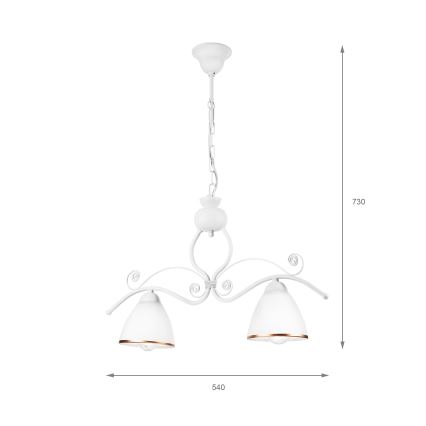 Lampadario a sospensione con catena RETRO 2xE27/60W/230V bianco opaco