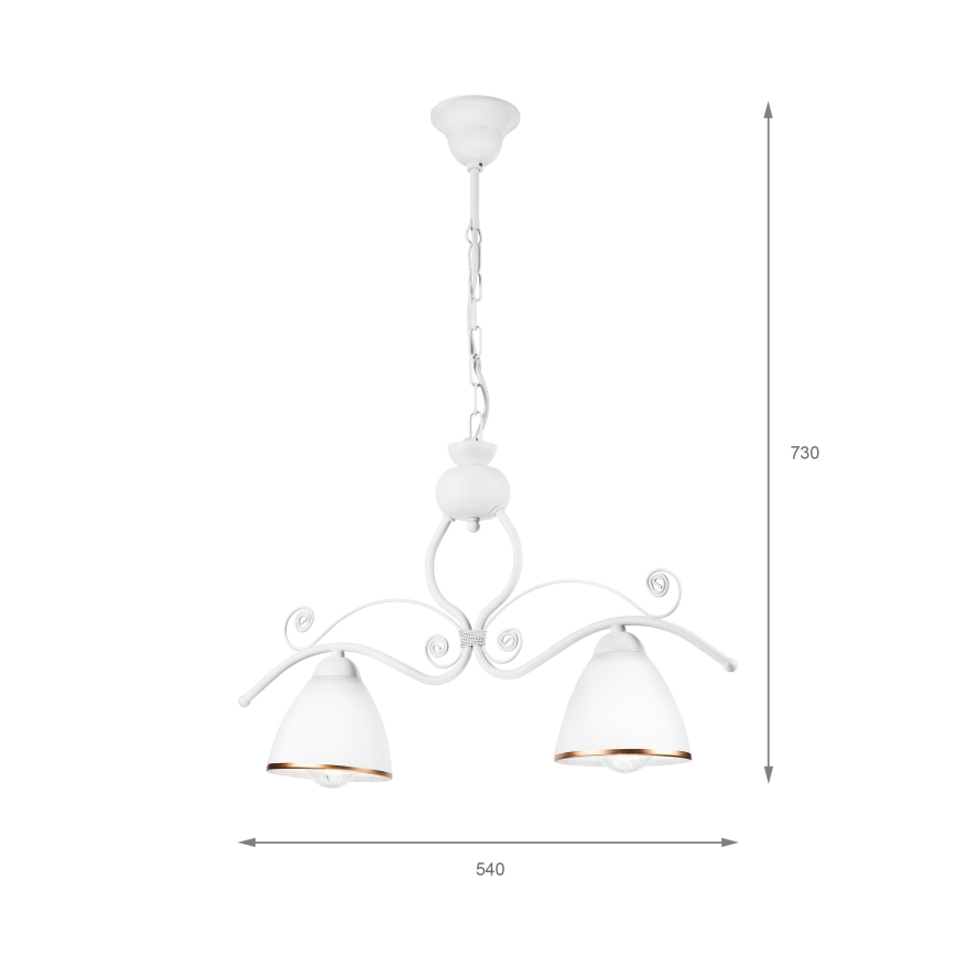 Lampadario a sospensione con catena RETRO 2xE27/60W/230V bianco opaco