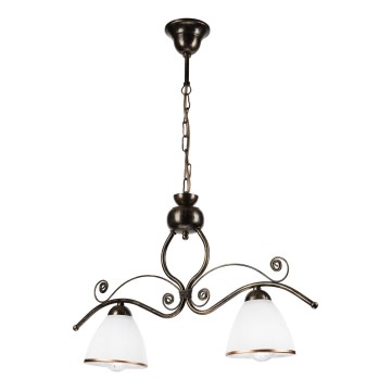 Lampadario a sospensione con catena RETRO 2xE27/60W/230V bronzo/patina
