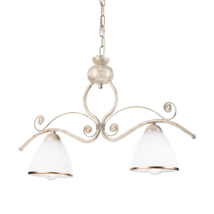 Lampadario a sospensione con catena RETRO 2xE27/60W/230V oro/patina