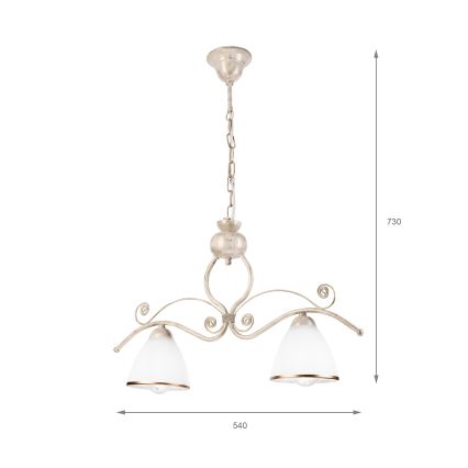 Lampadario a sospensione con catena RETRO 2xE27/60W/230V oro/patina