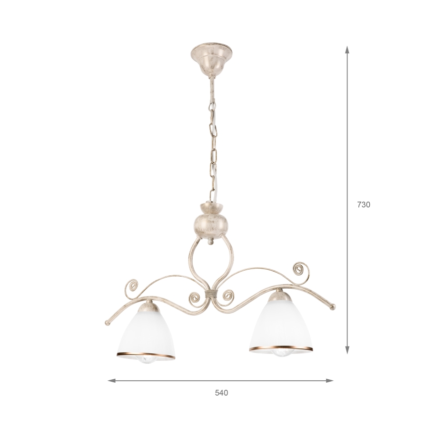 Lampadario a sospensione con catena RETRO 2xE27/60W/230V oro/patina