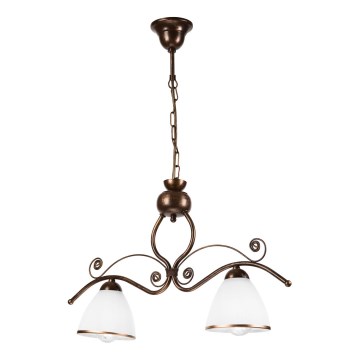 Lampadario a sospensione con catena RETRO 2xE27/60W/230V rame/patina