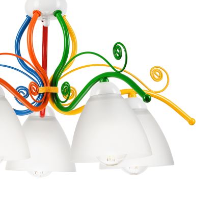 Lampadario a sospensione con catena RETRO 5xE27/60W/230V bianco/colorato