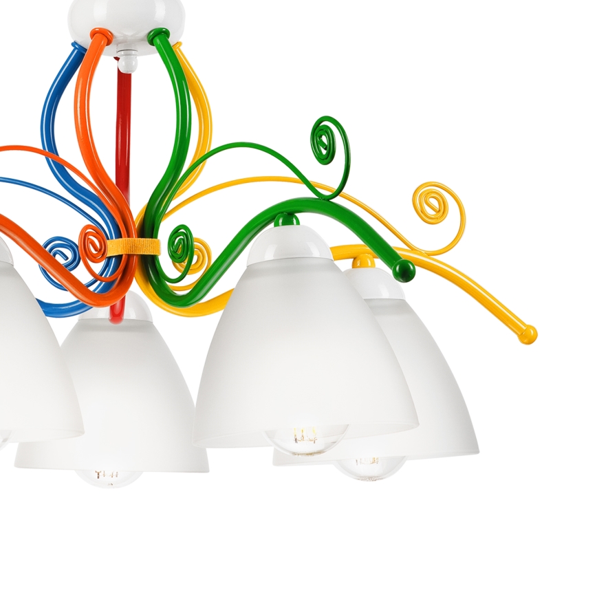 Lampadario a sospensione con catena RETRO 5xE27/60W/230V bianco/colorato