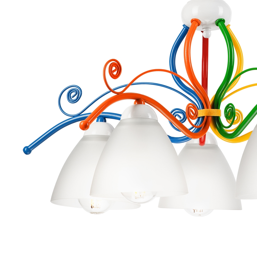 Lampadario a sospensione con catena RETRO 5xE27/60W/230V bianco/colorato