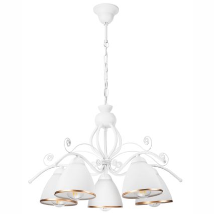 Lampadario a sospensione con catena RETRO II 5xE27/60W/230V bianco