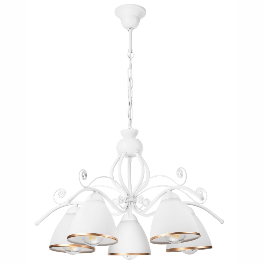 Lampadario a sospensione con catena RETRO II 5xE27/60W/230V bianco