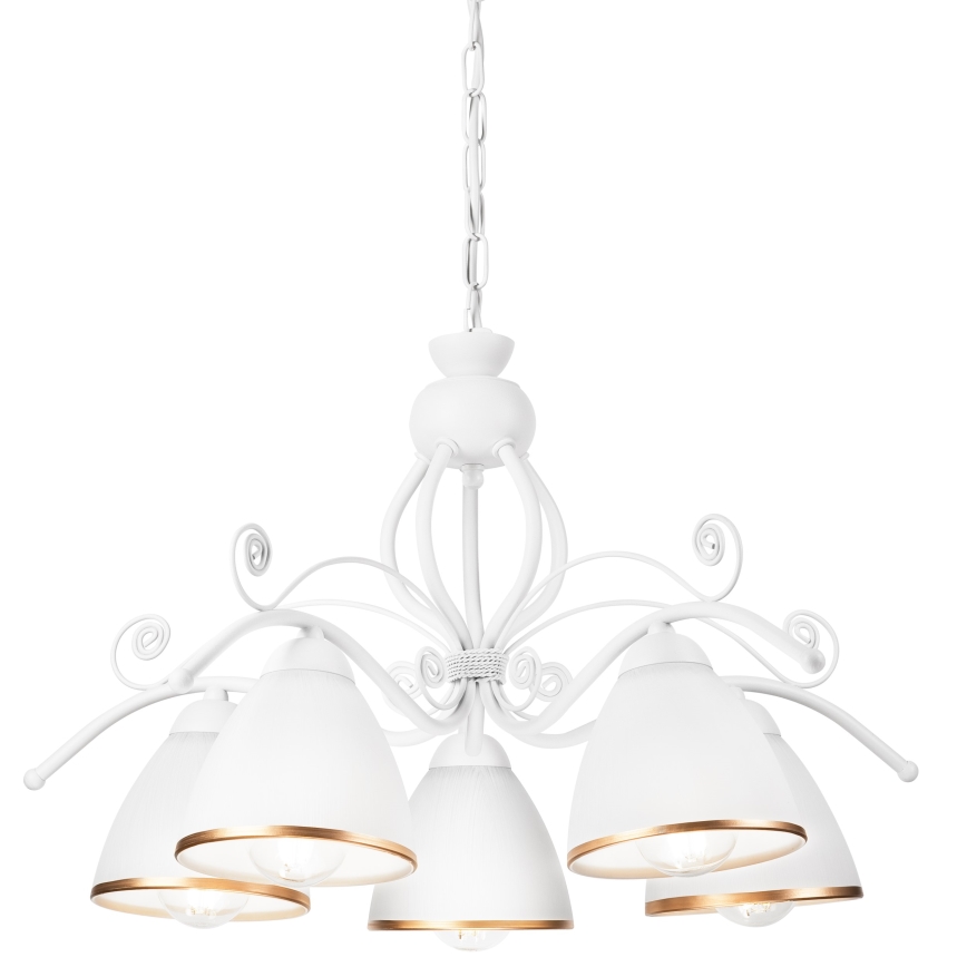 Lampadario a sospensione con catena RETRO II 5xE27/60W/230V bianco