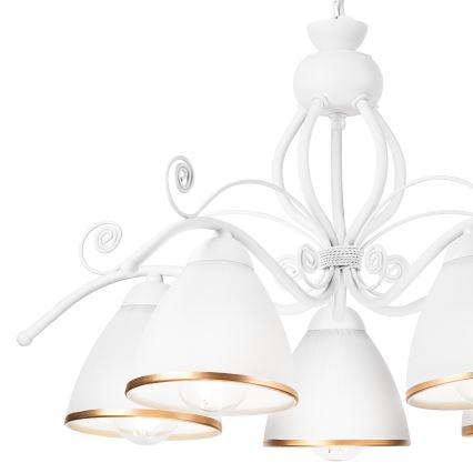 Lampadario a sospensione con catena RETRO II 5xE27/60W/230V bianco