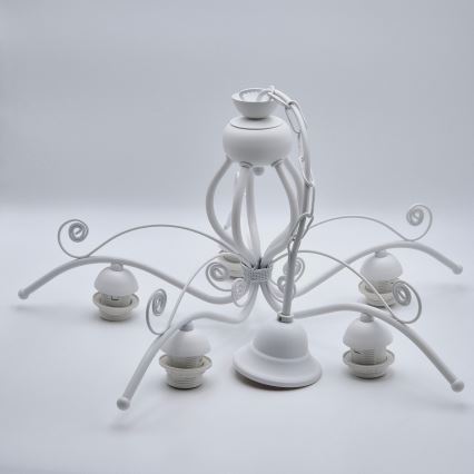 Lampadario a sospensione con catena RETRO II 5xE27/60W/230V bianco