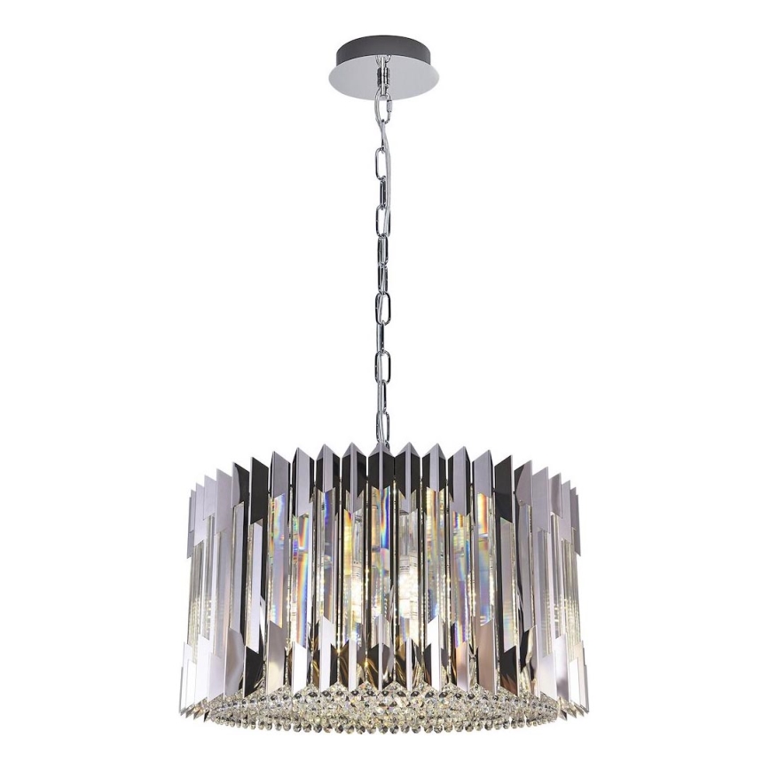 Lampadario a sospensione con catena RITZ 12xE14/40W/230V diametro 54 cm cromo lucido