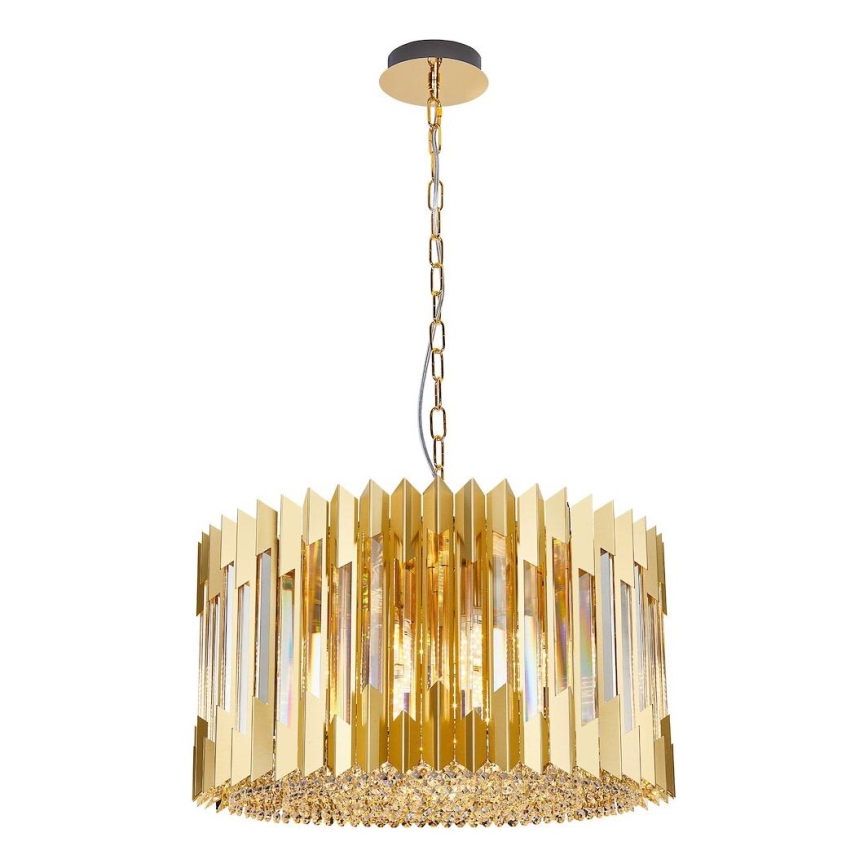 Lampadario a sospensione con catena RITZ 12xE14/40W/230V diametro 54 cm oro