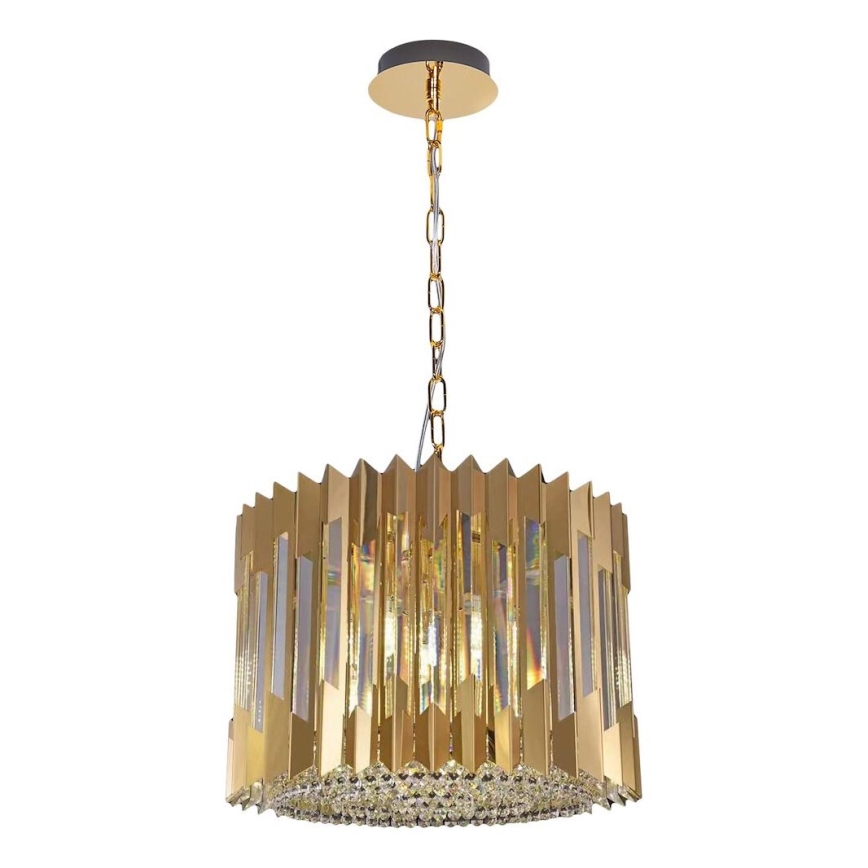 Lampadario a sospensione con catena RITZ 7xE14/40W/230V diametro 42 cm oro
