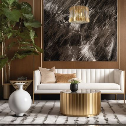 Lampadario a sospensione con catena RITZ 7xE14/40W/230V diametro 42 cm oro
