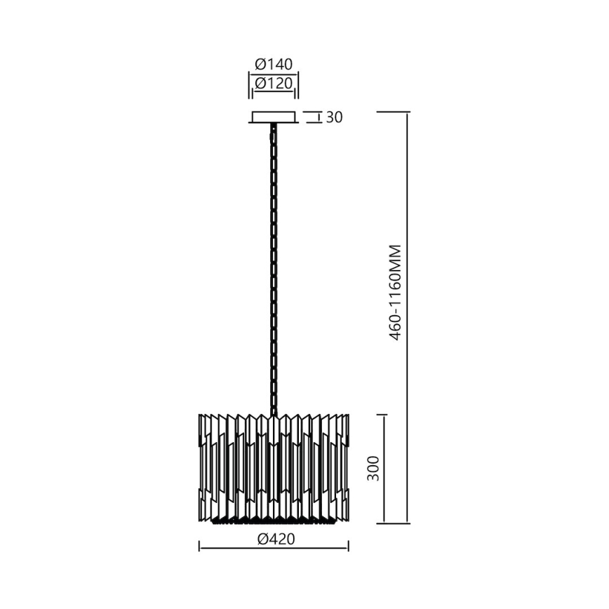Lampadario a sospensione con catena RITZ 7xE14/40W/230V diametro 42 cm oro