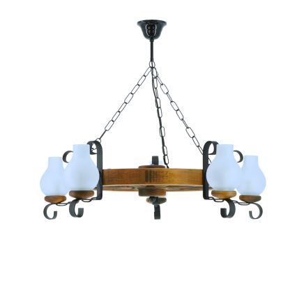 Lampadario a sospensione con catena ROATA 5xE14/40W/230V diametro 70 cm faggio - FSC certificato