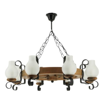 Lampadario a sospensione con catena ROATA 8xE14/40W/230V diametro 70 cm faggio - FSC certificato