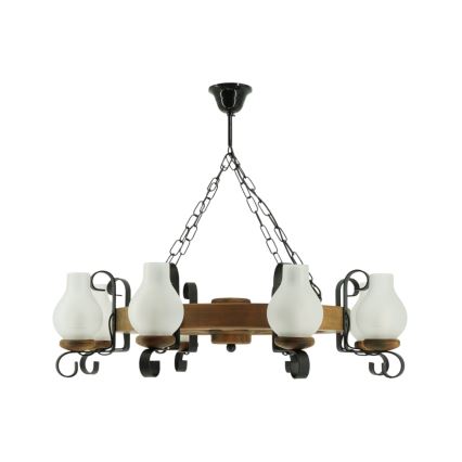 Lampadario a sospensione con catena ROATA 8xE14/40W/230V diametro 70 cm faggio - FSC certificato