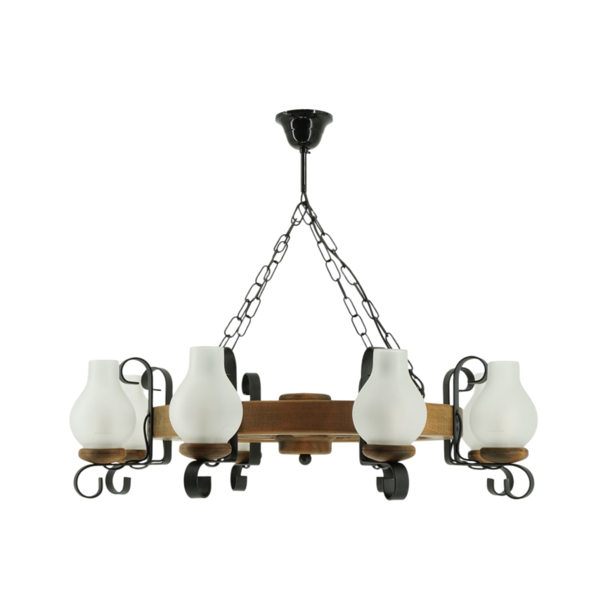 Lampadario a sospensione con catena ROATA 8xE14/40W/230V diametro 70 cm faggio - FSC certificato
