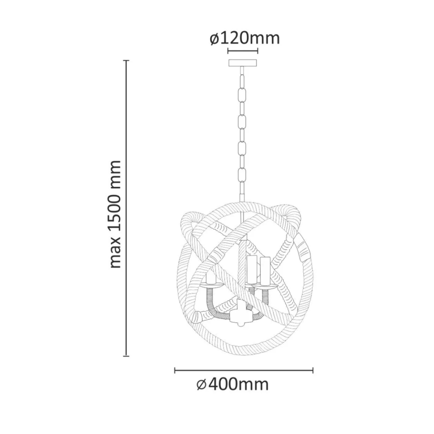 Lampadario a sospensione con catena ROPE GLOBO 3xE14/10W/230V