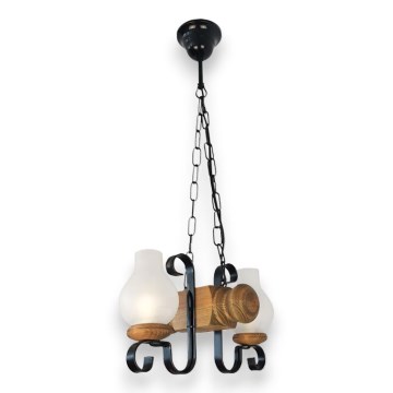 Lampadario a sospensione con catena RUSTIC 2xE14/40W/230V faggio - FSC certificato