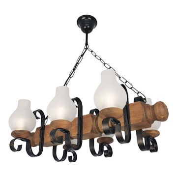Lampadario a sospensione con catena RUSTIC 6xE14/40W/230V faggio - FSC certificato