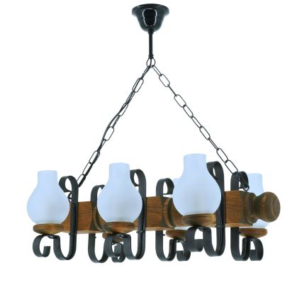 Lampadario a sospensione con catena RUSTIC 6xE14/40W/230V faggio - FSC certificato
