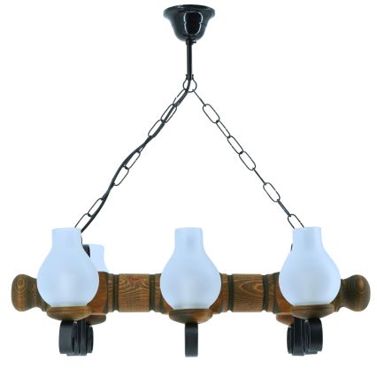Lampadario a sospensione con catena RUSTIC 6xE14/40W/230V faggio - FSC certificato