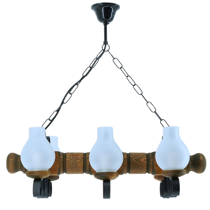 Lampadario a sospensione con catena RUSTIC 6xE14/40W/230V faggio - FSC certificato