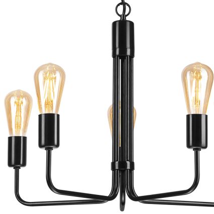 Lampadario a sospensione con catena TIFFANY 5xE27/60W/230V nero