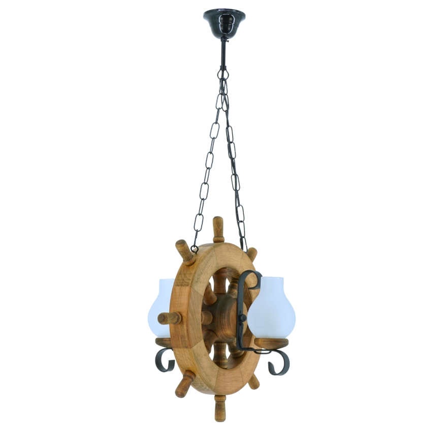 Lampadario a sospensione con catena TIMONA 2xE14/40W/230V faggio - FSC certificato