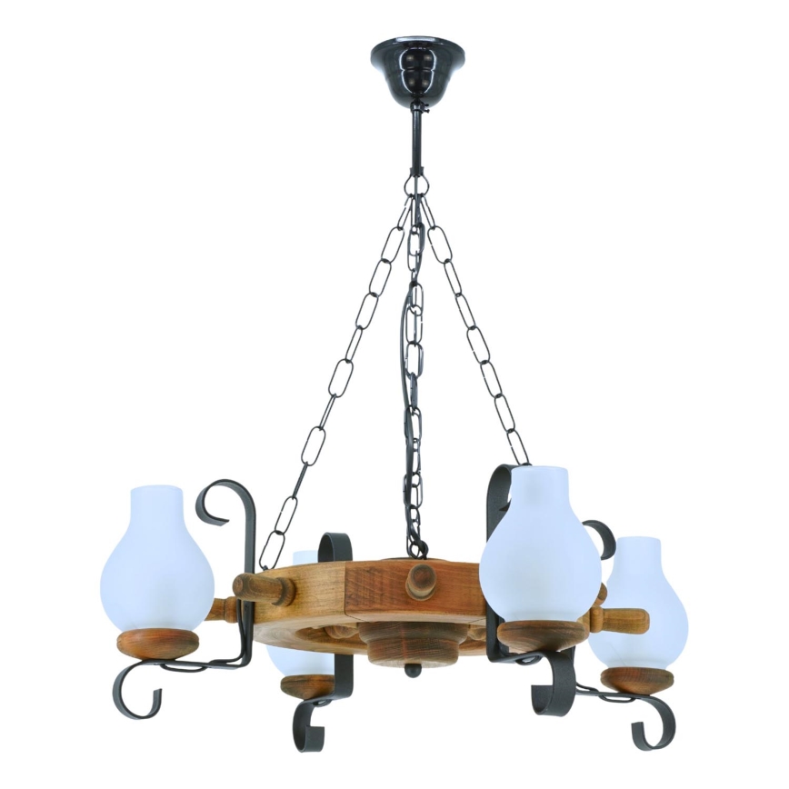 Lampadario a sospensione con catena TIMONA 4xE14/40W/230V faggio - FSC certificato