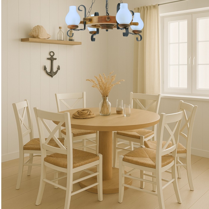 Lampadario a sospensione con catena TIMONA 4xE14/40W/230V faggio - FSC certificato