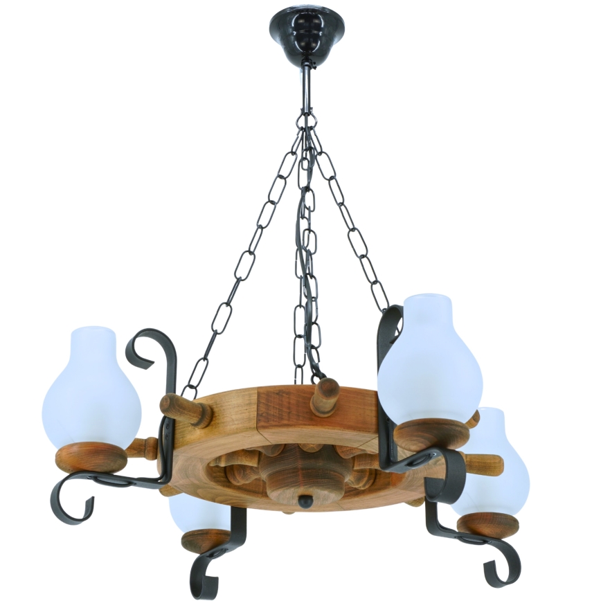Lampadario a sospensione con catena TIMONA 4xE14/40W/230V faggio - FSC certificato