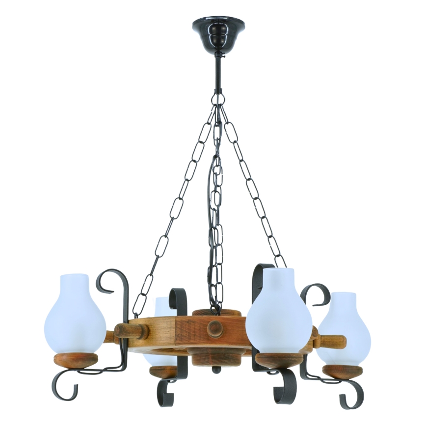 Lampadario a sospensione con catena TIMONA 4xE14/40W/230V faggio - FSC certificato