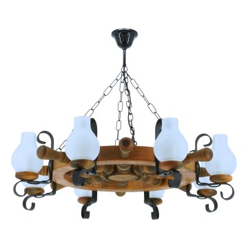 Lampadario a sospensione con catena TIMONA 8xE14/40W/230V faggio - FSC certificato