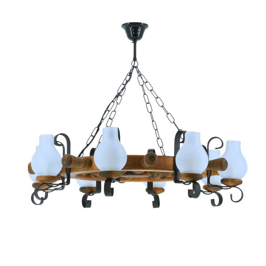 Lampadario a sospensione con catena TIMONA 8xE14/40W/230V faggio - FSC certificato