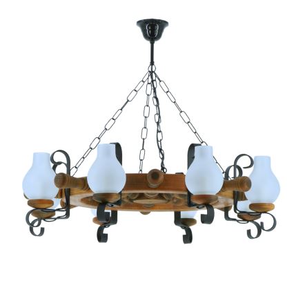 Lampadario a sospensione con catena TIMONA 8xE14/40W/230V faggio - FSC certificato