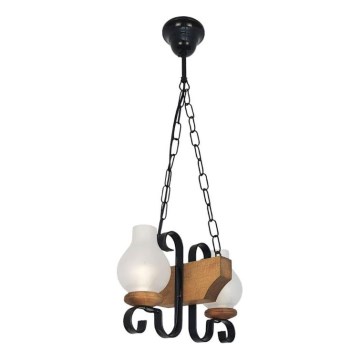 Lampadario a sospensione con catena VELA 2xE14/40W/230V faggio - FSC certificato