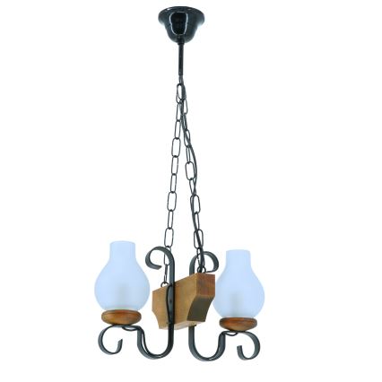 Lampadario a sospensione con catena VELA 2xE14/40W/230V faggio - FSC certificato