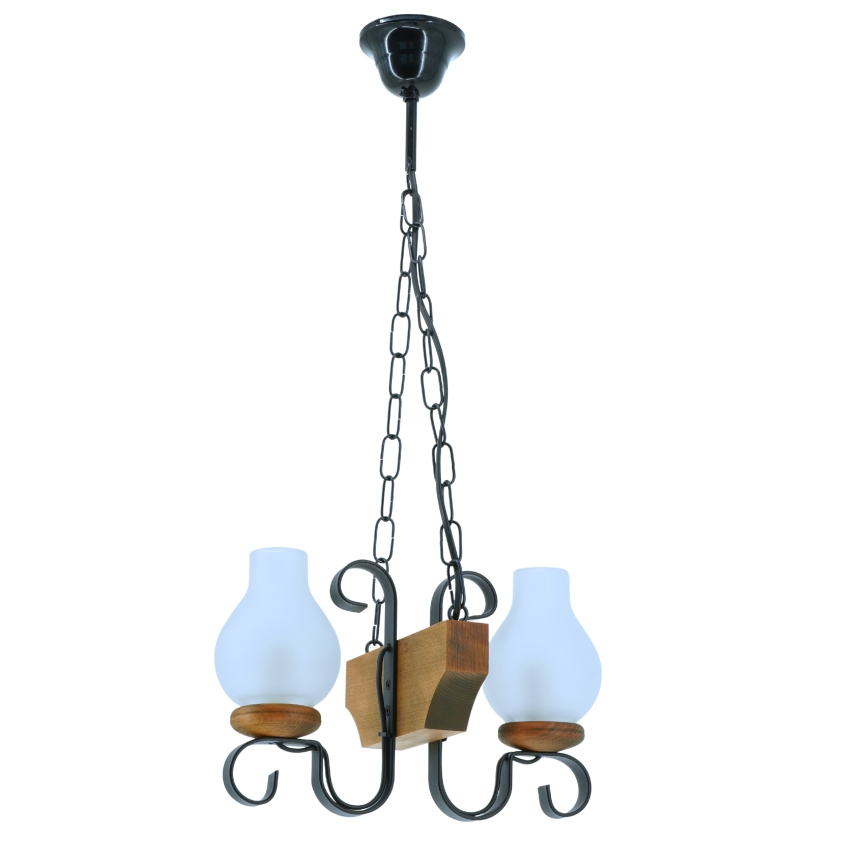Lampadario a sospensione con catena VELA 2xE14/40W/230V faggio - FSC certificato