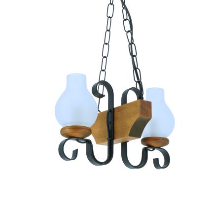 Lampadario a sospensione con catena VELA 2xE14/40W/230V faggio