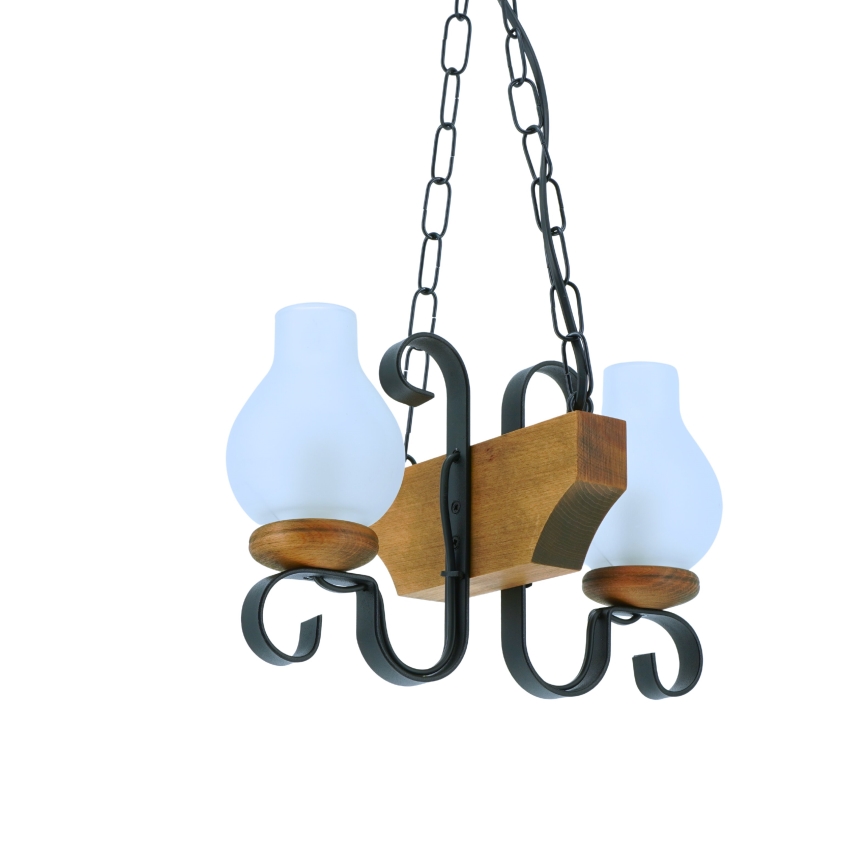 Lampadario a sospensione con catena VELA 2xE14/40W/230V faggio